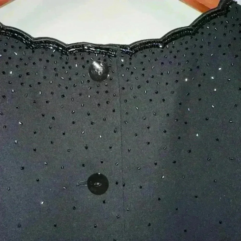 Vintage 90’s David Warren Black Tank with Sequins Top / Petite New York / 12P - Picture 10 of 12